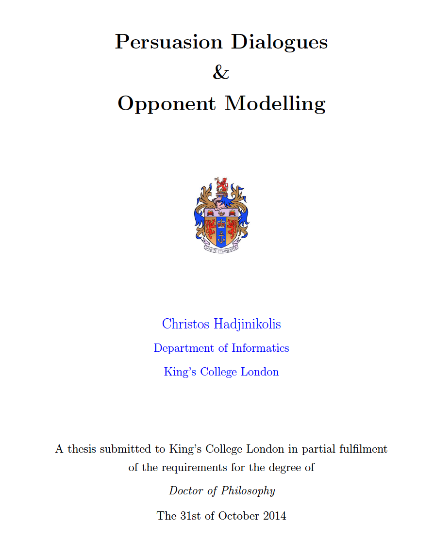 Persuasion Dialogues & Opponent Modelling